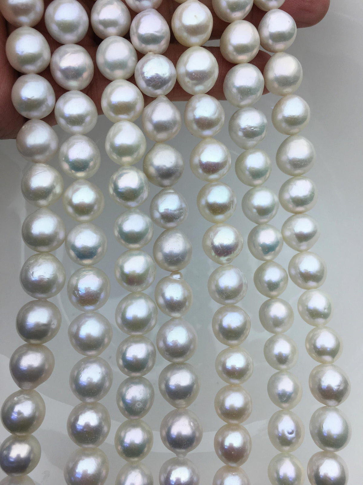 AA+ 10-12mm white oval near round Edison Freshwater Pearl,ED12-2A-5-37