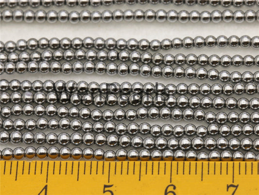 Hematite Gray,2mm Smooth Round,AAA,180 beads,15.5 inches,G50-R2-005