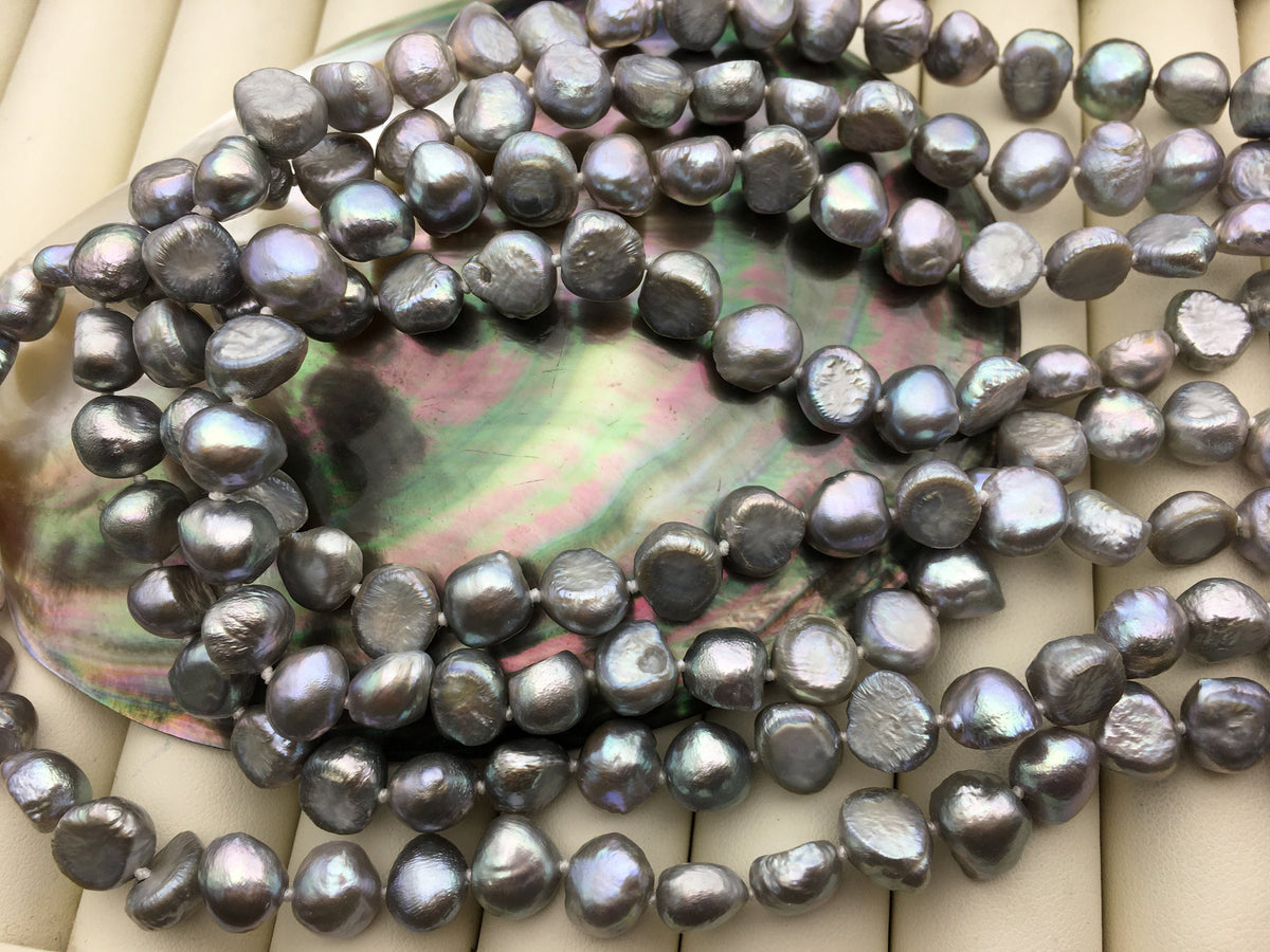 68 inches AA 9mm gray nugget pearl Necklace,NPN1-150