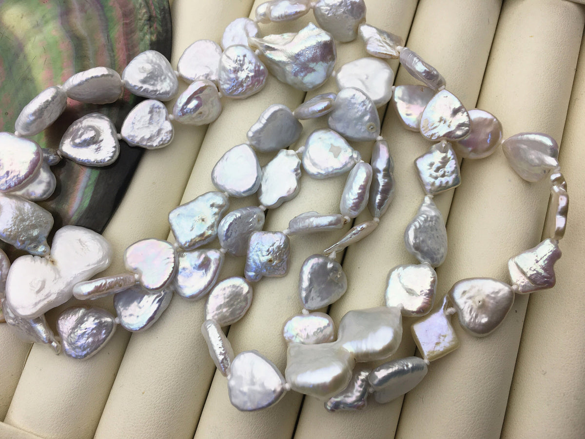 30‘’ 9-13mm AA+ white mix shape baroque freshwater pearl necklace,NPN1-T23