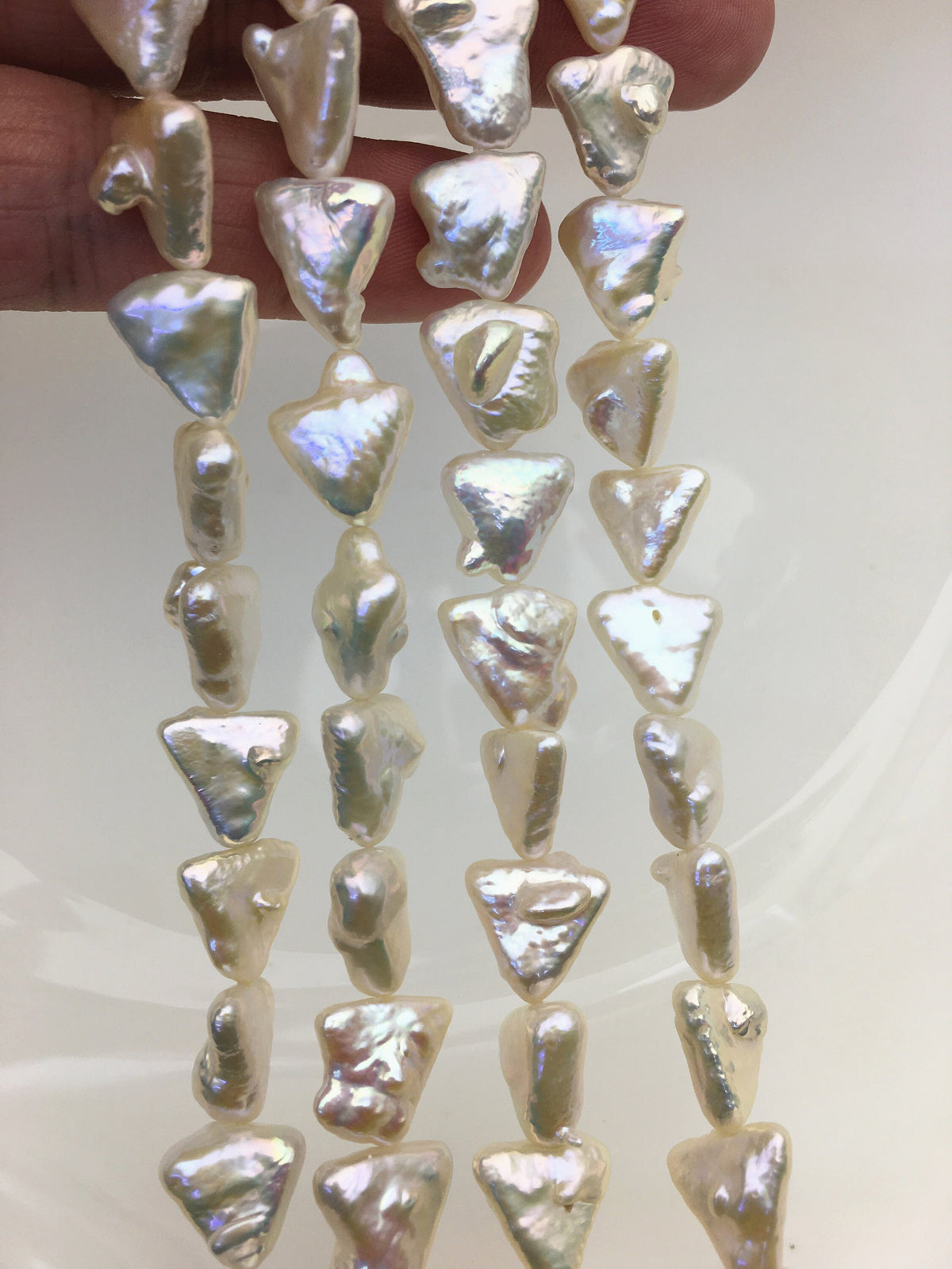 AA+ 11-12mm White Thick Triangle Shape Freshwater Pearl,ZS-103-9