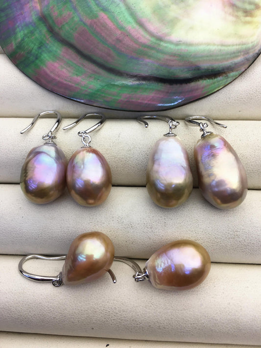 AAA 12-13mm bronze purple drop edison freshwater pearl dangle earrings,sterling silver dangle earrings,SE3-T9-50