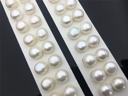 Rare!AAA 12.5-13mm High Luster Thick Skin button freshwater pearls, round button pearl pairs, pearl earring, pearl stud, BTN12-3A-3