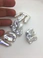 4pcs AAA 30-40mm big white biwa keshi Freshwater Pearls, no hole,ZS-80-1-6