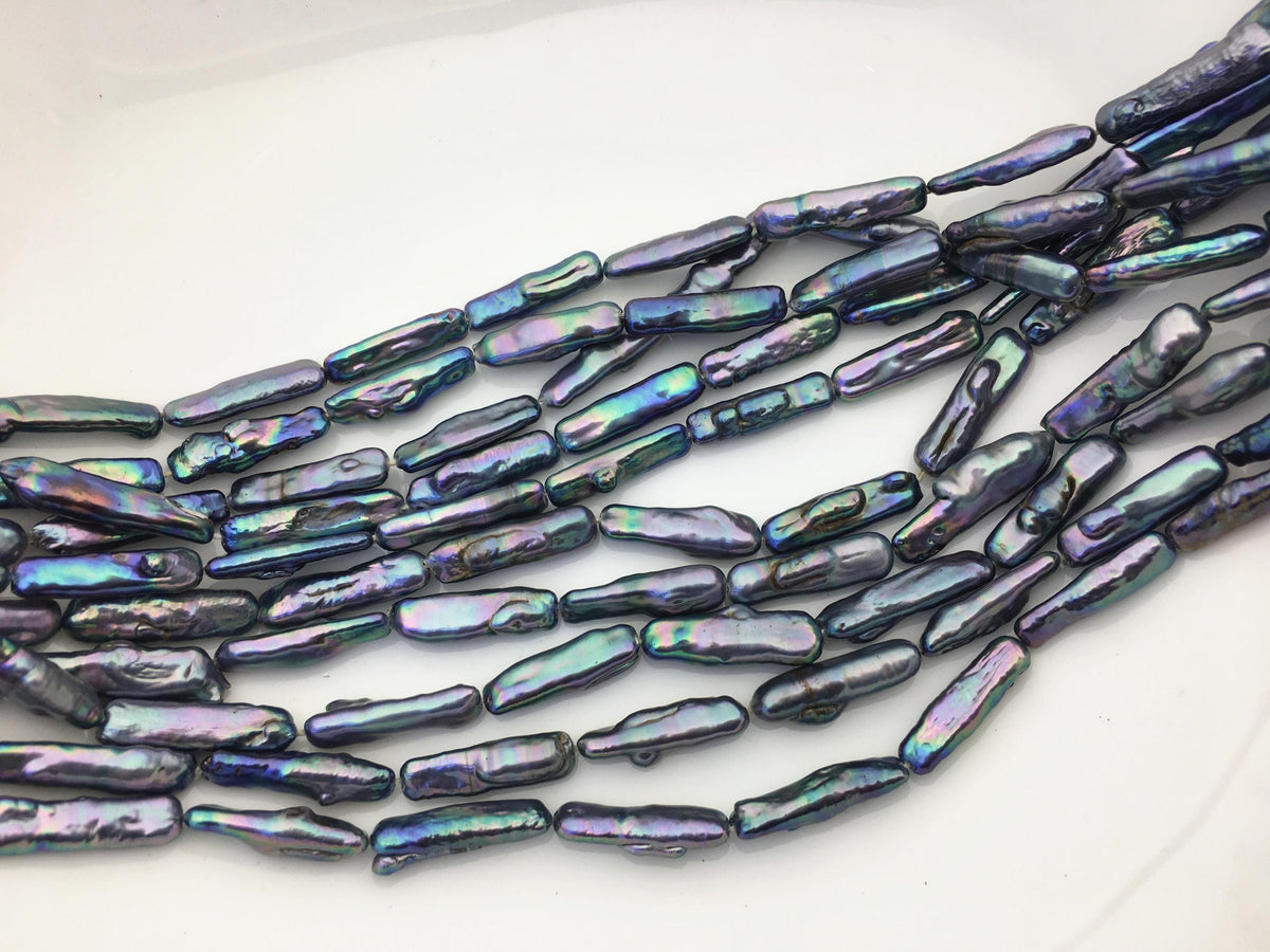15.5'' AA 5-7mm Black Blue rectangle pearls,ZS-80-25-16