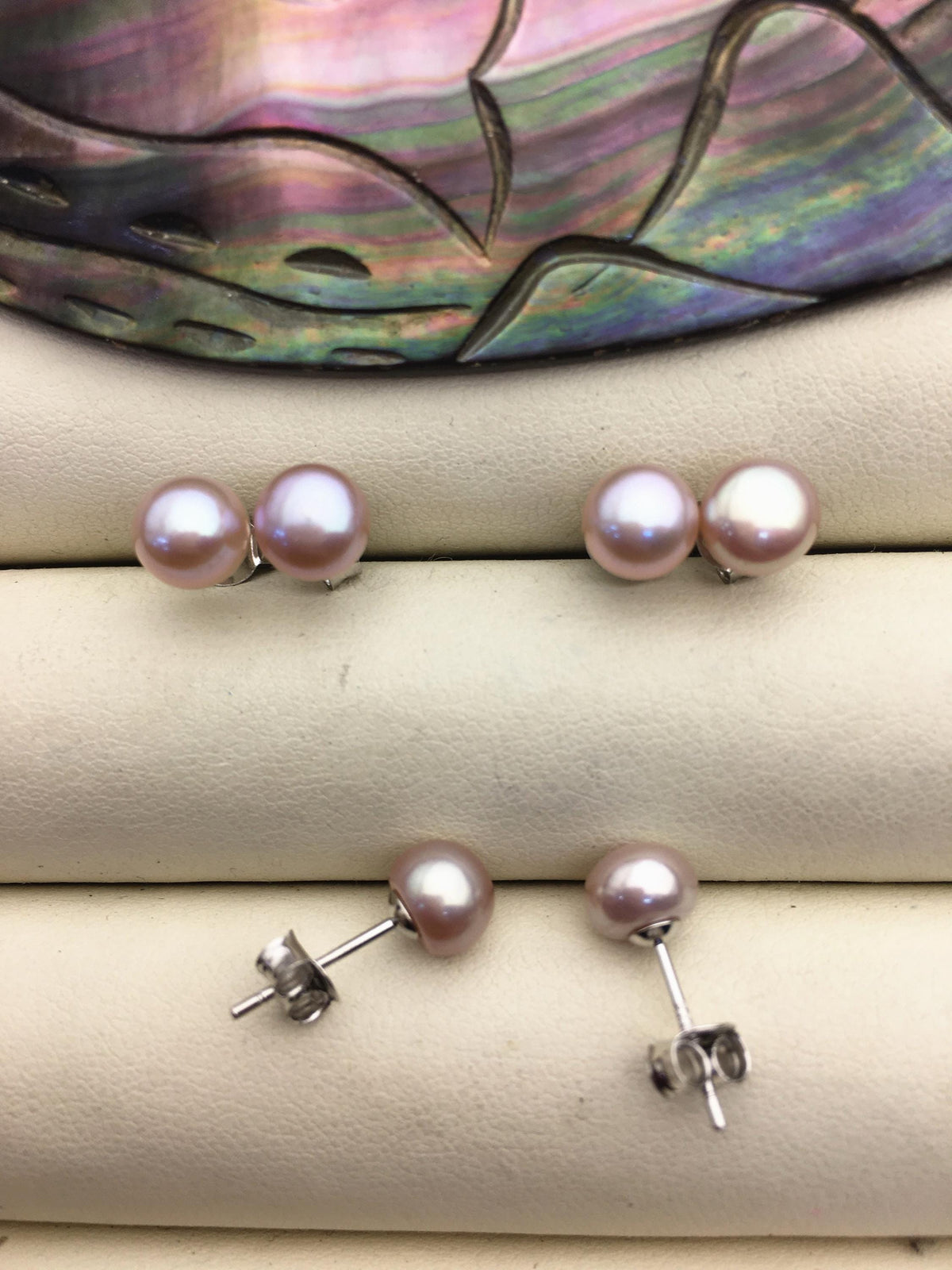 1 pair AAA 6-7mm purple Pearl Stud Earrings, pearl earrings,S925 Sterling Silver,Wedding,classic pearl studs,SE1-001