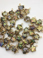 10pcs AA 11-13mm green rainbow five point Pearl Double Bail Connector Charm with Gold Electroplated Edge for make Earrings bracelet, EDG-010