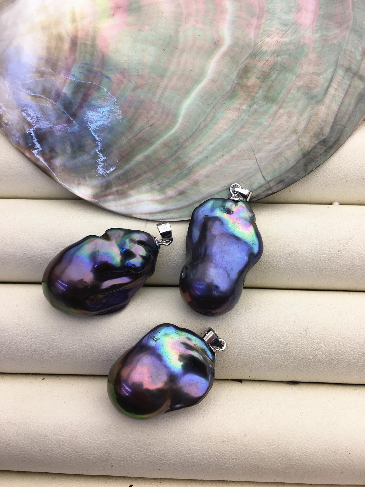 1pc AA+ 15-22mm black rainbow baroque pearl pendant necklace,S925 Sterling silver pendant,NC1-008-2