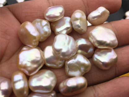 Rare!AAA 13-14mm Wite/Pink THICK Flower White Pearl, Freshwater pearl Butterfly, for your design, Cultured Pearls Maggie Designs, ZS-17-15