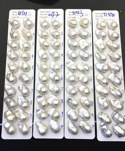 1 pair AAA 14-17x20-25mm White Flameball Pearl Pairs - 0.9mm top half hole - large Baroque freshwater pearl pairs, FL15-3A-8-36