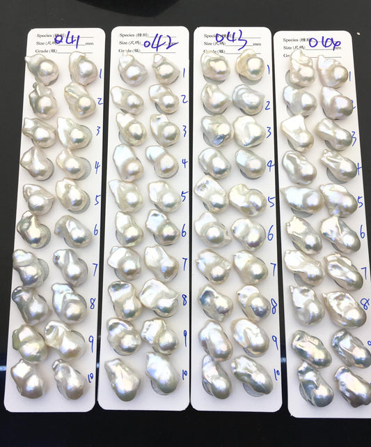 1 pair AAA 14-17x20-25mm White Flameball Pearl Pairs - 0.9mm top half hole - large Baroque freshwater pearl pairs, FL15-3A-8-36