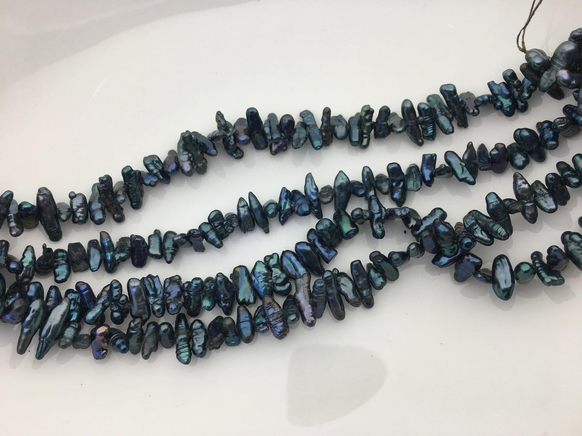 AA 4-5mm deep blue Biwa Pearl Necklace,Genuine Fresh Water Pearl,Wedding Necklace,Mothers Day,ZS-80-10-27