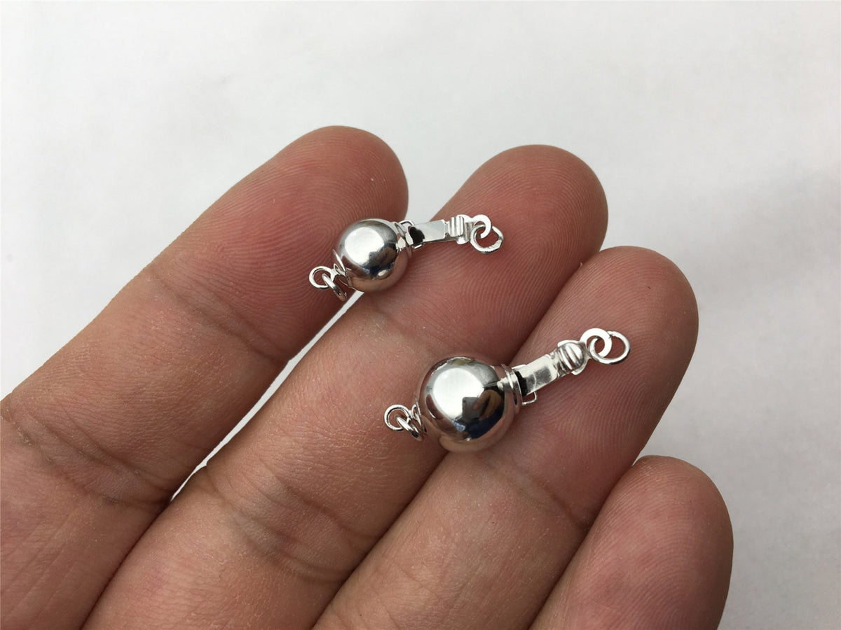 6/8/10mm Sterling Silver Smooth Bead Safety Clasp,S925 sterling silver,Select Size,WHOLESALE,ASL-CL-004