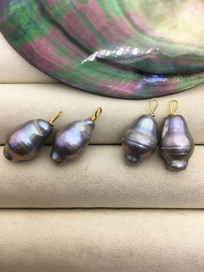 2 pairs gray 11mm big baroque freshwater pearl,SE3-T23