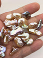32pcs AAA 9-18mm natural color rainbow keshi freshwater pearls,no hole,ZS-127-T7
