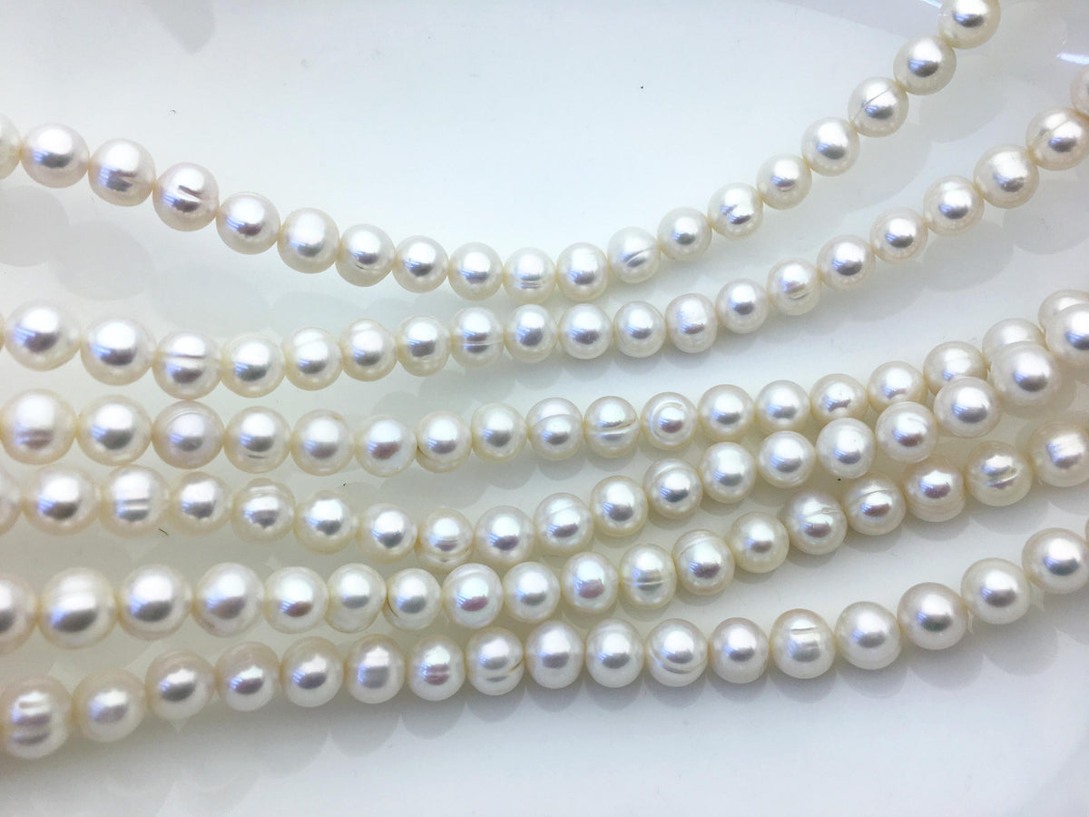 AA 9-10mm white near round potato freshwater pearls,freshwater potato shape pearl string,CR9-2A-12