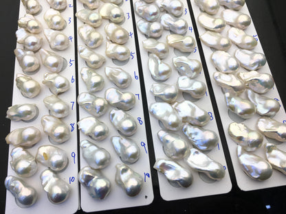 1 pair AAA 14-17x19-28mm White Flameball Pearl Pairs, 0.9mm top half hole, Baroque Cultured Freshwater Pearl, flameball pearls, FL15-3A-8-40