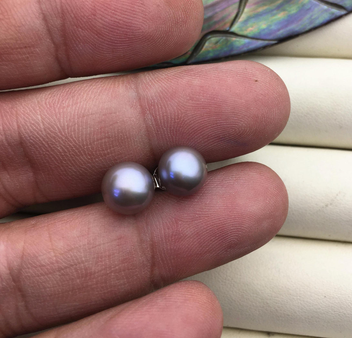 AAA 8-9mm Gray Golden stud Pearl earrings,Wedding,Happiness,bridal,birthday,SE1-066