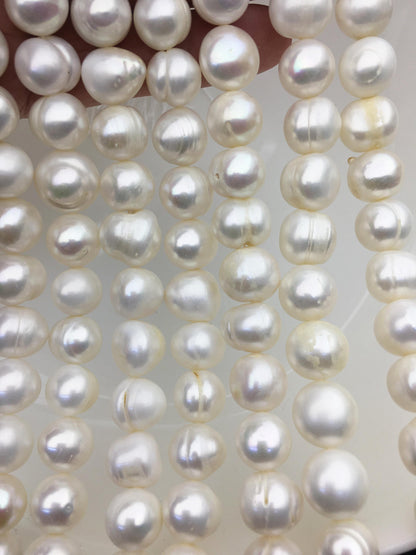 AA 11.3-12.3mm White Big Potato freshwater pearls, White freshwater pearl, pearl strand, big hole pearls, pearls for leather, CR12-2A-7
