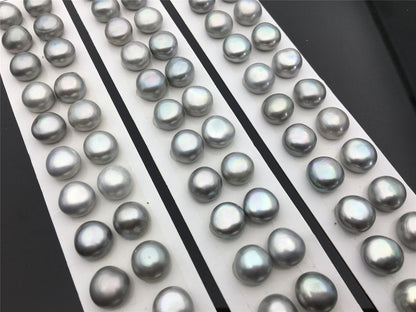 AAA 11.5-12mm Gray baroque button freshwater pearls,round button pearl pairs,pearl earring,pearl stud,BTN11-3A-14