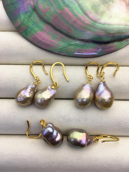 AAA 10-11mm natural color rianbow drop edison pearl dangle earrings, S925 Sterling Silver earrings, wedding pearl earrings, SE3-T9-43