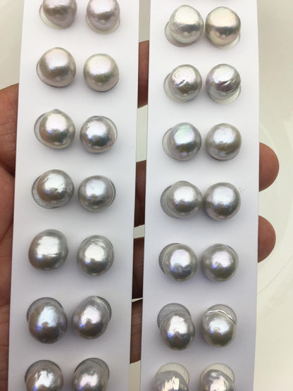 5pairs AAA 10-11mm Gray baroque drop edison freshwater pearl Pair,no hole,ED11-3A-2-23
