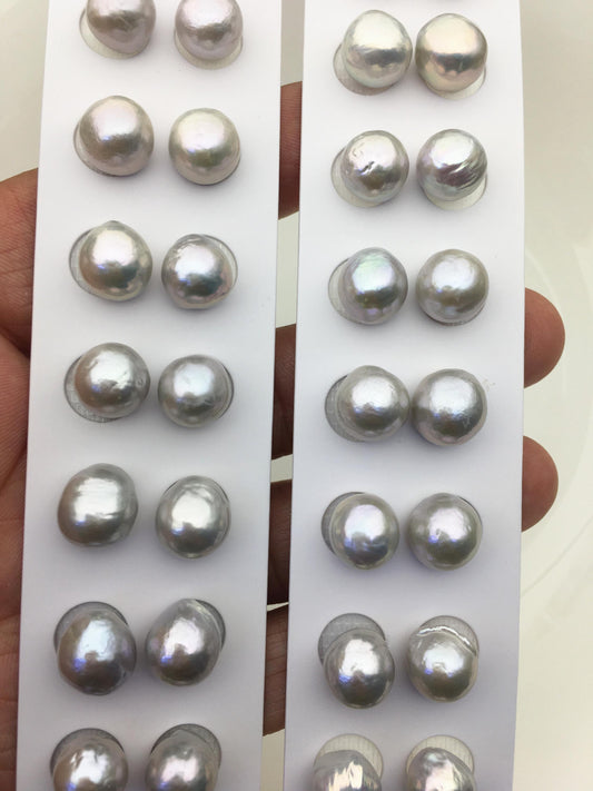 5pairs AAA 10-11mm Gray baroque drop edison freshwater pearl Pair,no hole,ED11-3A-2-23