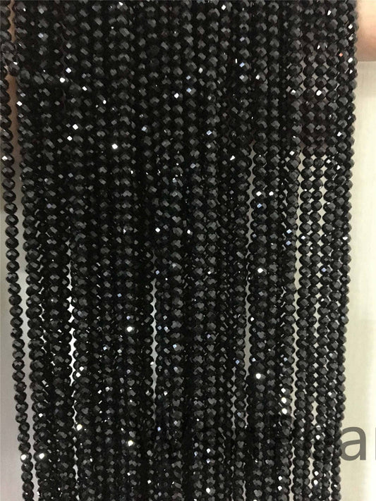 AAA 3mmx3mm Very Shine Black Spinel Rondelle Faceted, 15.3 inches, one strand, Semi Precious stone, black spinel beads, SP-R3-005
