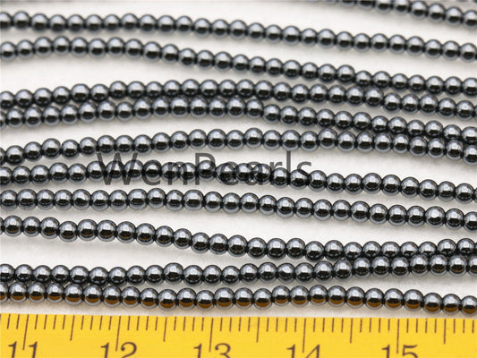 Hematite,2mm Smooth Round,AAA,180 beads,15.5 inches,G50-R2-008