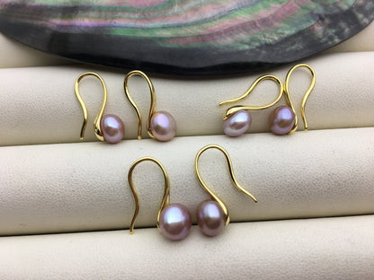 3 pairs purple High-heeled pearl dangle earrings,AAA 6-7mm pearl,button round pearl earrings for women,SE3-T33