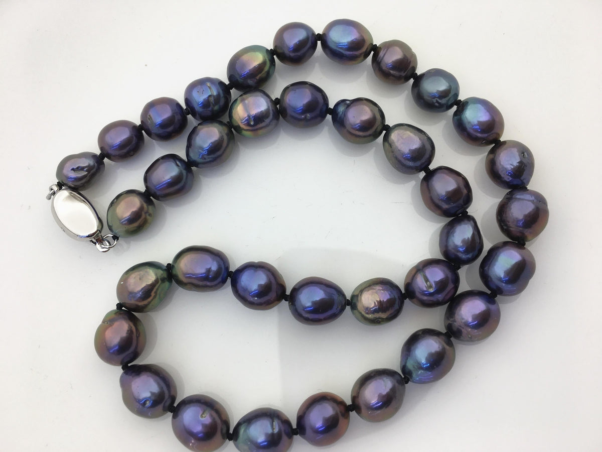 17'' AA+ 8-10mm green black drop pearl Necklace,Pearl necklace,NPN1-014