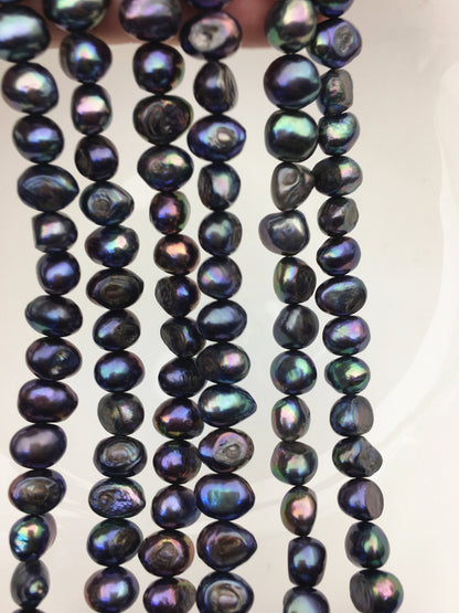 A 7-8mm black nugget freshwater pearls,LM7-T3