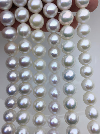 AAA- 10-12mm white round freshwater pearls, loose pearl beads, round pearl string, pearl necklace DIY jewelry material, RP11-3A-6
