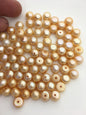 20pcs AAA 9-9.5mm deep yellow button round loose freshwater pearl,0.9mm half hole,BTN9-T1