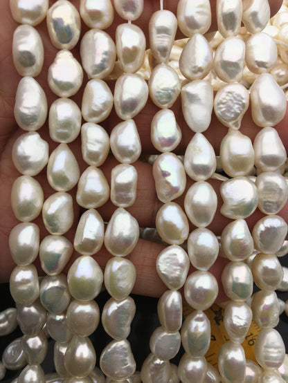 AA 9.5-10.4x12-14mm white LONG nugget pearls,Loose Pearls Bulk Supplies,Cultured Pearl Beads,,LM10-2A-18