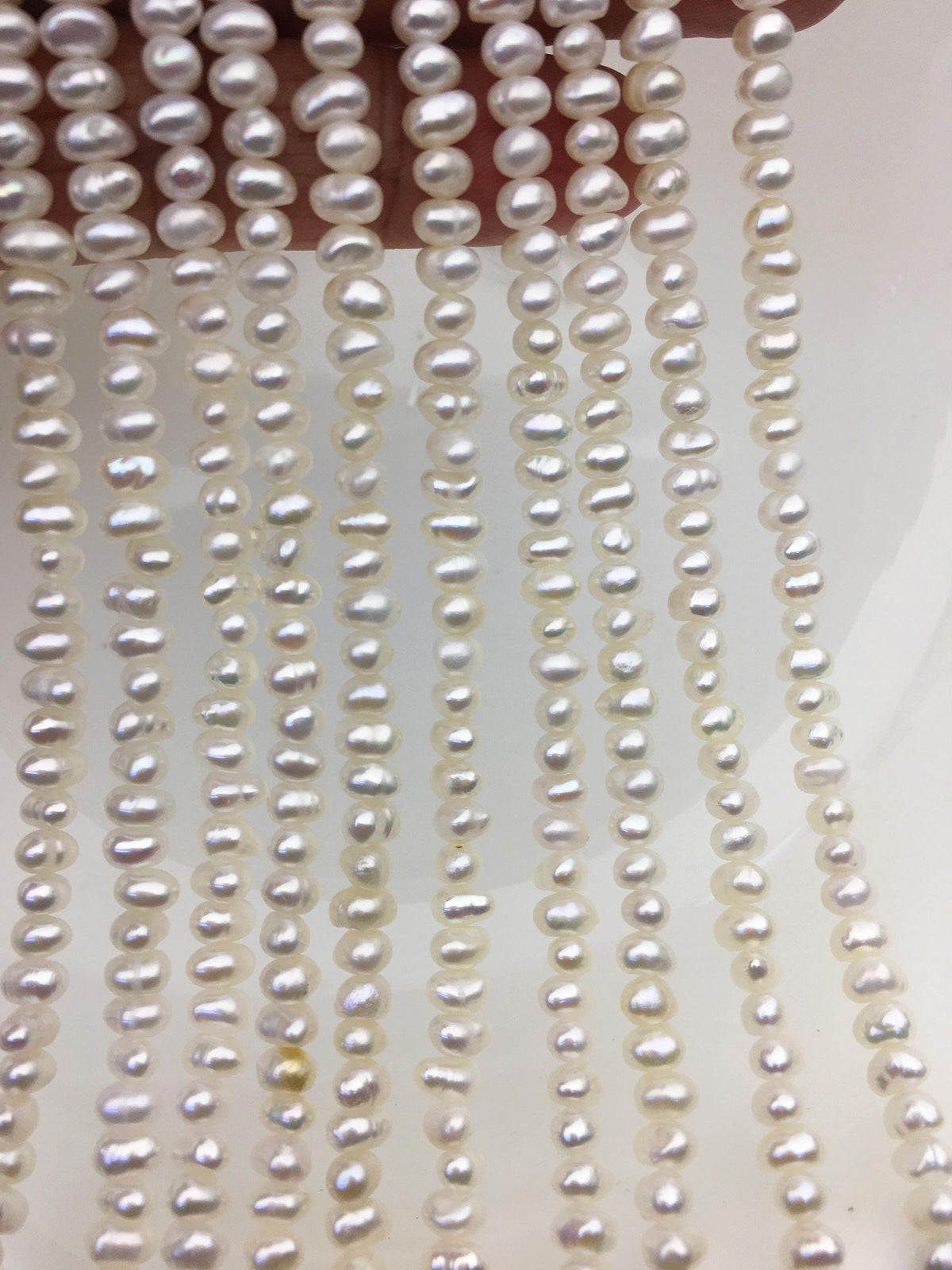 AA+ 4.5-5mm tiny White button round potato freshwater pearls, Rondelle pearl Beads, white freshwater pearl, loose strands, SM4-2A-1