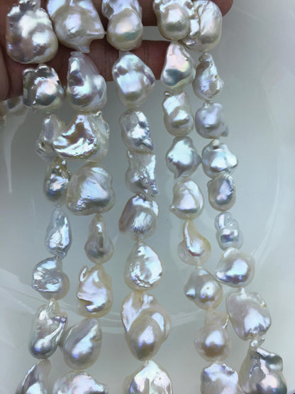 15.5'' AAA 13-17mm white flame ball pearl,FL15-3A-7-43