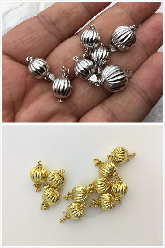 Sterling Silver Corrugated Bead Safety Clasp,Select Size,WHOLESALE,ASL-CL-002