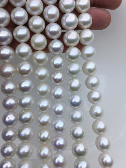 AAA- 10-12mm white round freshwater pearls, loose pearl beads, round pearl string, pearl necklace DIY jewelry material, RP11-3A-6
