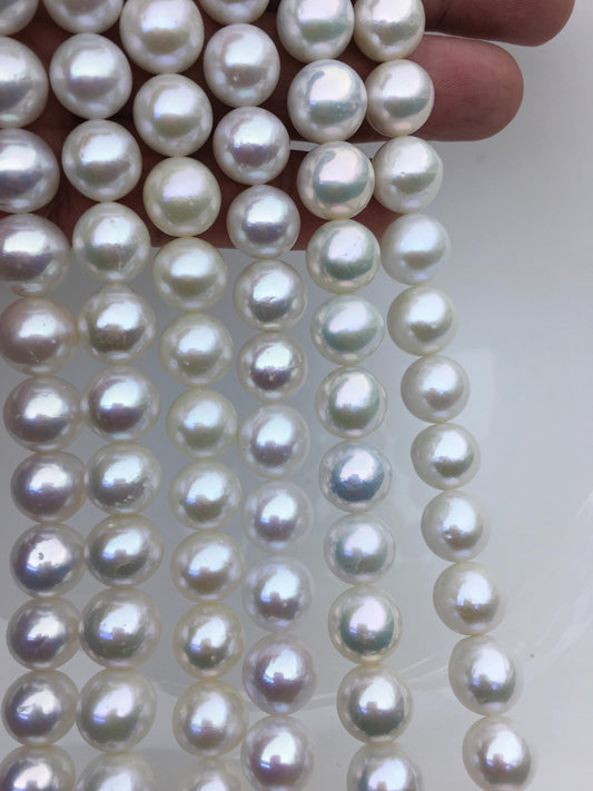AAA- 10-12mm white round freshwater pearls, loose pearl beads, round pearl string, pearl necklace DIY jewelry material, RP11-3A-6