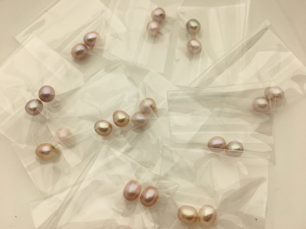 2 pairs AAA 6.3-7mm white/pink/purple rice freshwater pearl pairs, tear drop pearl earrings, dangle pearl earrings, LR6-3A-8