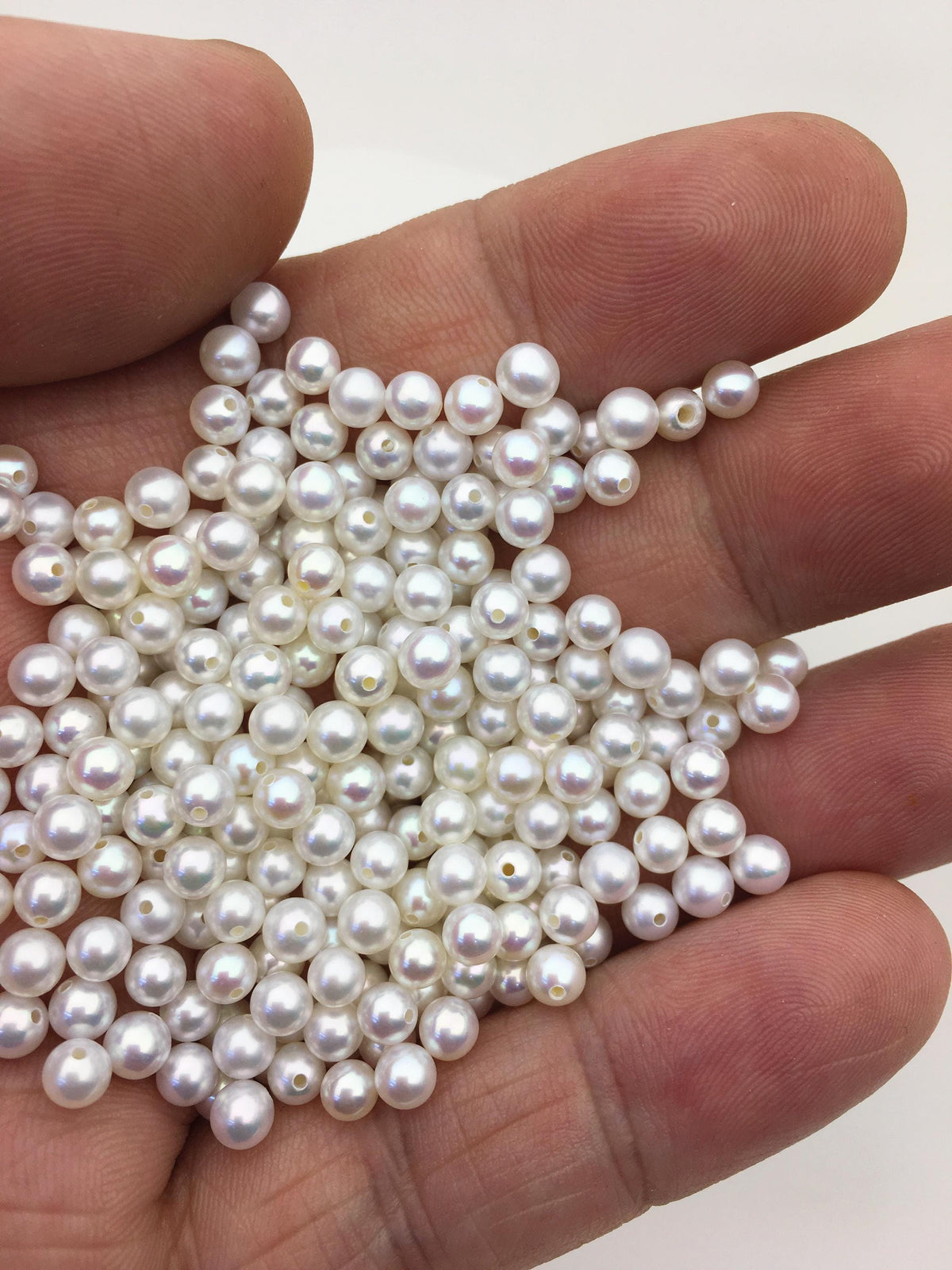 10pcs AAA 4-4.5mm seed round freshwater pearl bead, white freshwater round loose pearl wholesale, tiny pearl supply, RP4-3A-7