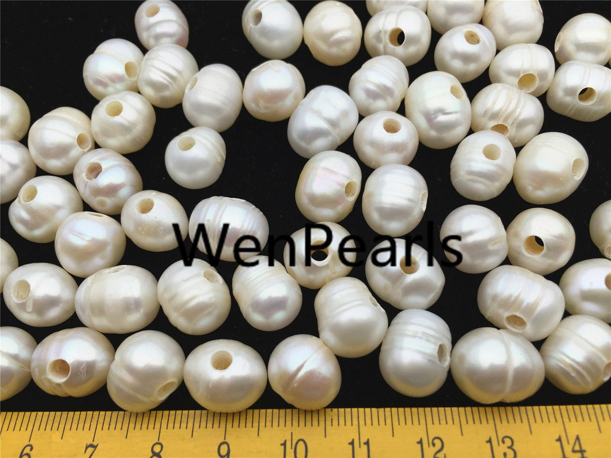 30pcs AA 11-12mm white potato pearls, 3mm large hole, direct my pearl farm, pearl bead SALE, large hole pearls, 30pcs, CR11-A-1