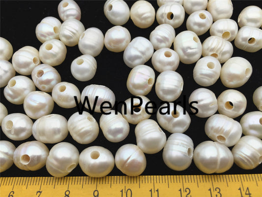 30pcs AA 11-12mm white potato pearls, 3mm large hole, direct my pearl farm, pearl bead SALE, large hole pearls, 30pcs, CR11-A-1