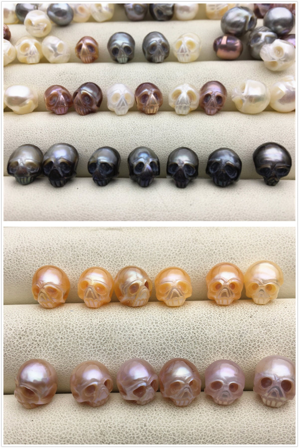 50% OFF 1pc AAA White/Pink/Purple/Gray/Black 7-11mm HandMade Carved Skull Freshwater Pearl Beads For necklace pendant earrings, CAC-006