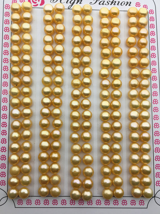 10 pairs AAA 4.5-5mm Seed Yellow Golden button round pearls pairs,loose pearls,BTN4-4A-2
