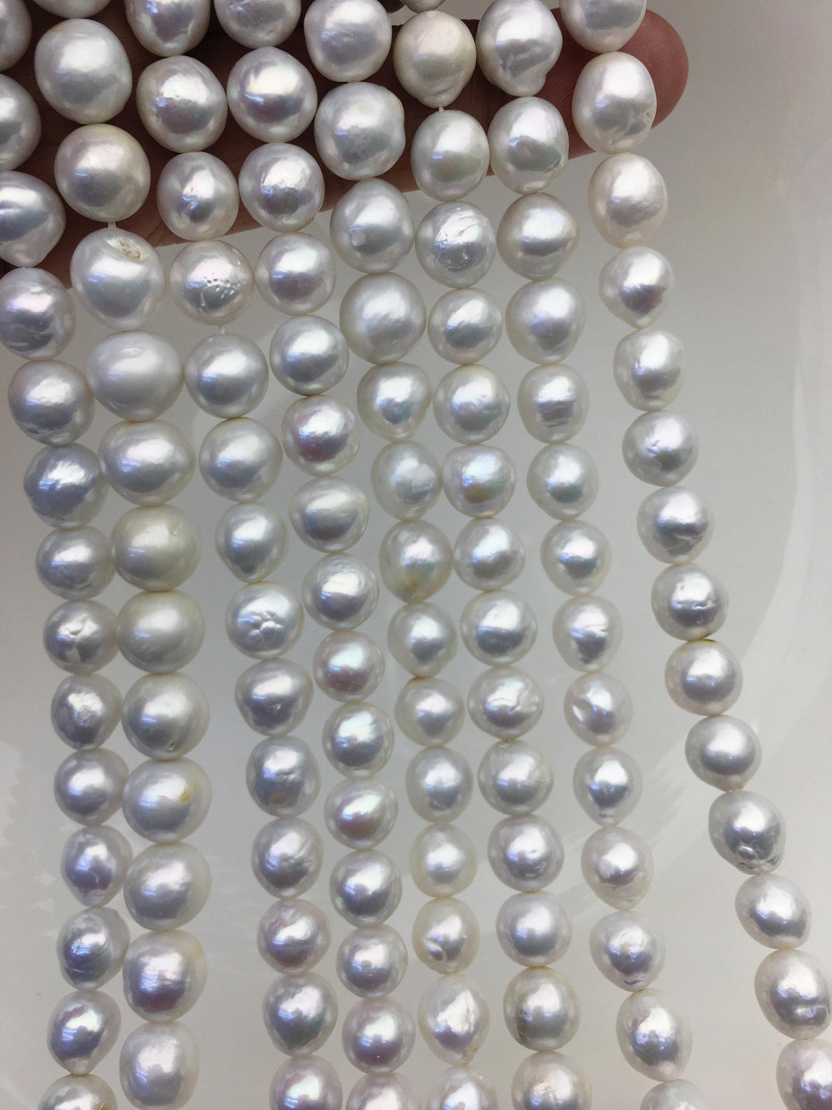 AA 8-9mm white baroque near round freshwater pearls, large hole, loose pearl beads material, gift for her necklace, Cultured pearl, RP8-T1