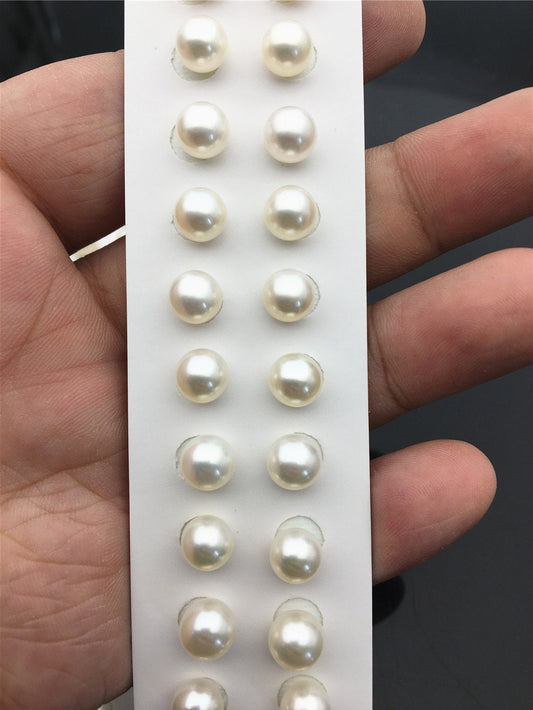 AAA 7.5-8mm/8-8.5mm white round freshwater pearls pair, for pearl earrings, for pearl ring, rp8-3ay-gj-1