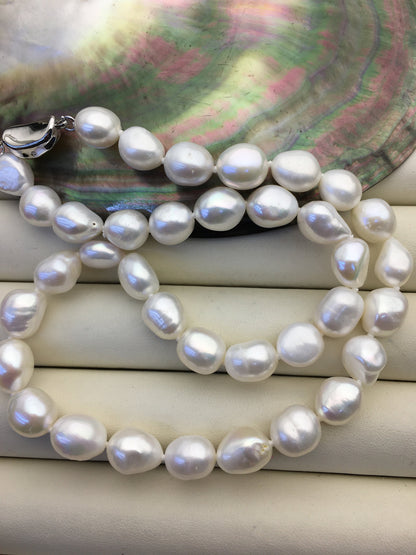 White Nugget Freshwater Pearl Necklace — 10 mm, 17.5 in