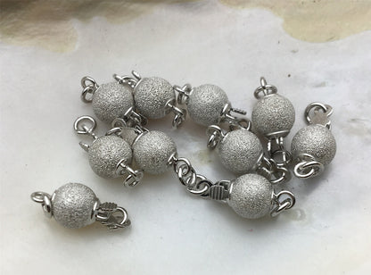 6/8/10mm Sterling Silver Frosted Bead Safety Clasp,S925 sterling silver,Select Size,WHOLESALE,ASL-CL-003